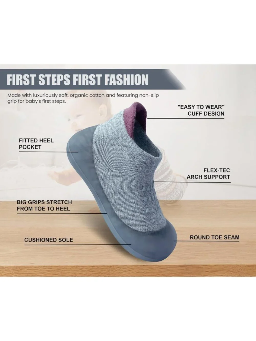 Soft Sole Baby Sock Shoes for Boys & Girls | Non-Slip First Walking Sneakers